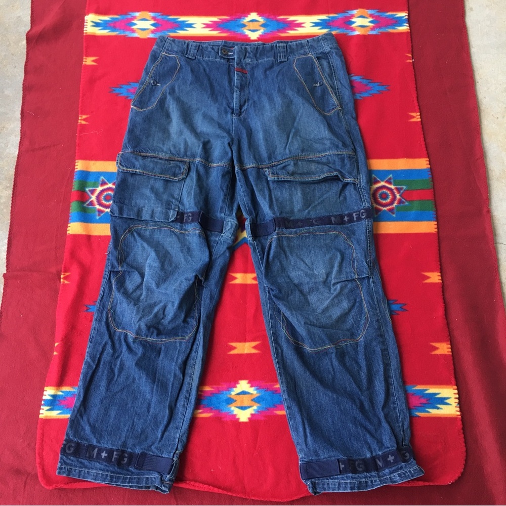 Marithe Francois Girbaud SHUTTLETAPE RAINBOW EMBROIDERY Mens Denim Jeans  40/34